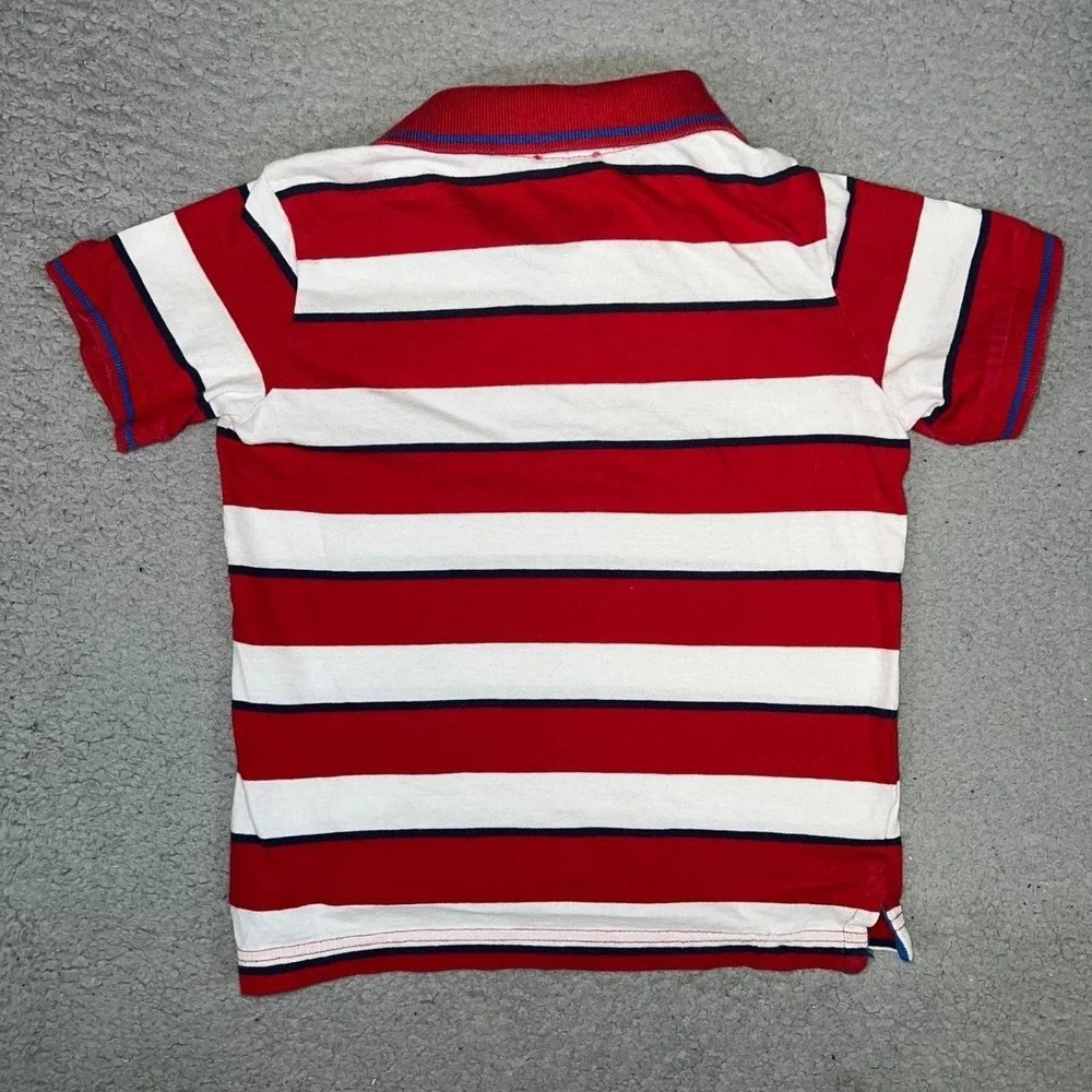 VTG United Colors of Benetton Shirt Youth Sz S Red White Stripe Polo Embroidered